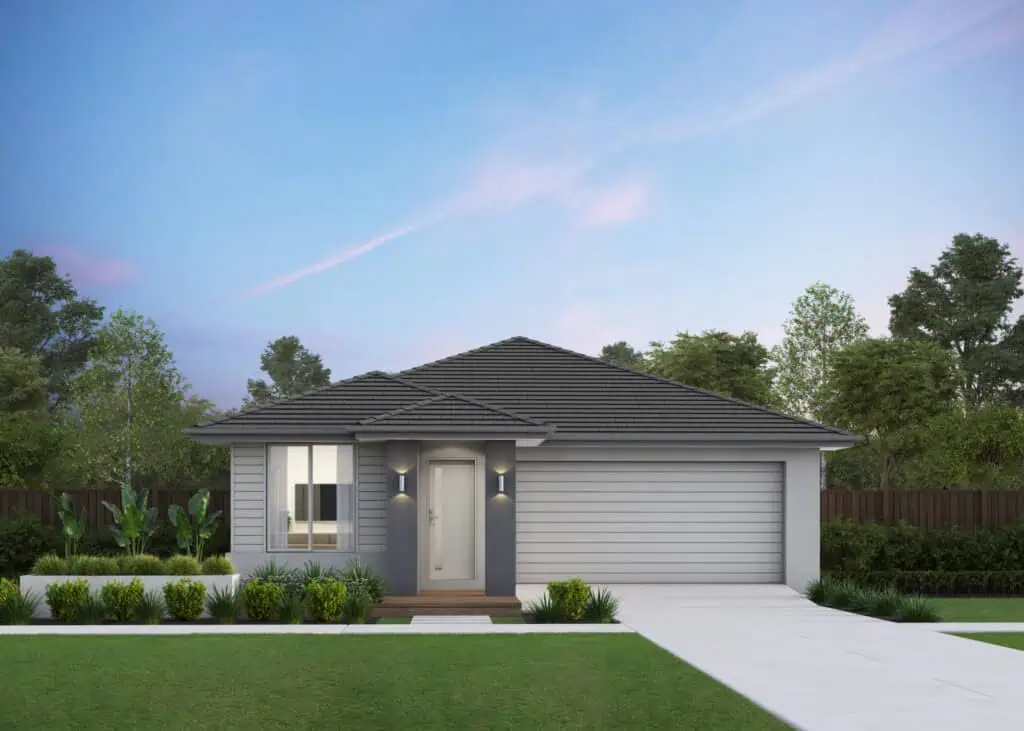 LandGipps - Land for Sale, modern suburban house with landscaped garden and driveway, ideal for families seeking a new home in a peaceful neighbourhood. Perfect for those looking to buy land and build.