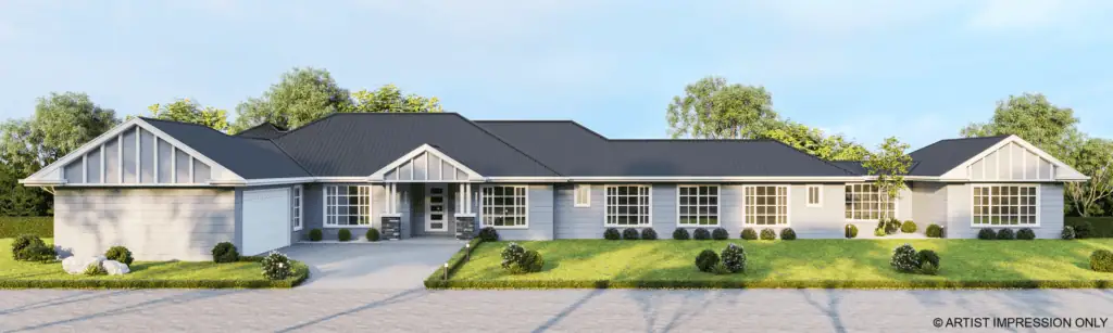 LandGipps Land for Sale at The Valley 50 Beautiful modern residential property at The Valley 50, Lot 407 Stage 6, showcasing spacious design and lush landscaping in a country living setting.